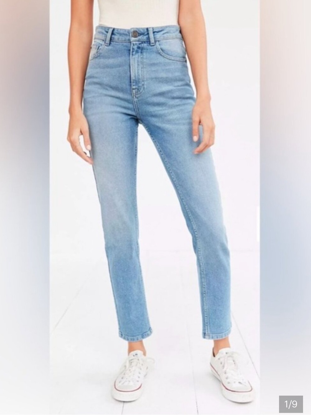 BDG Light Blue High-Rise Cropped Girlfriend Jeans